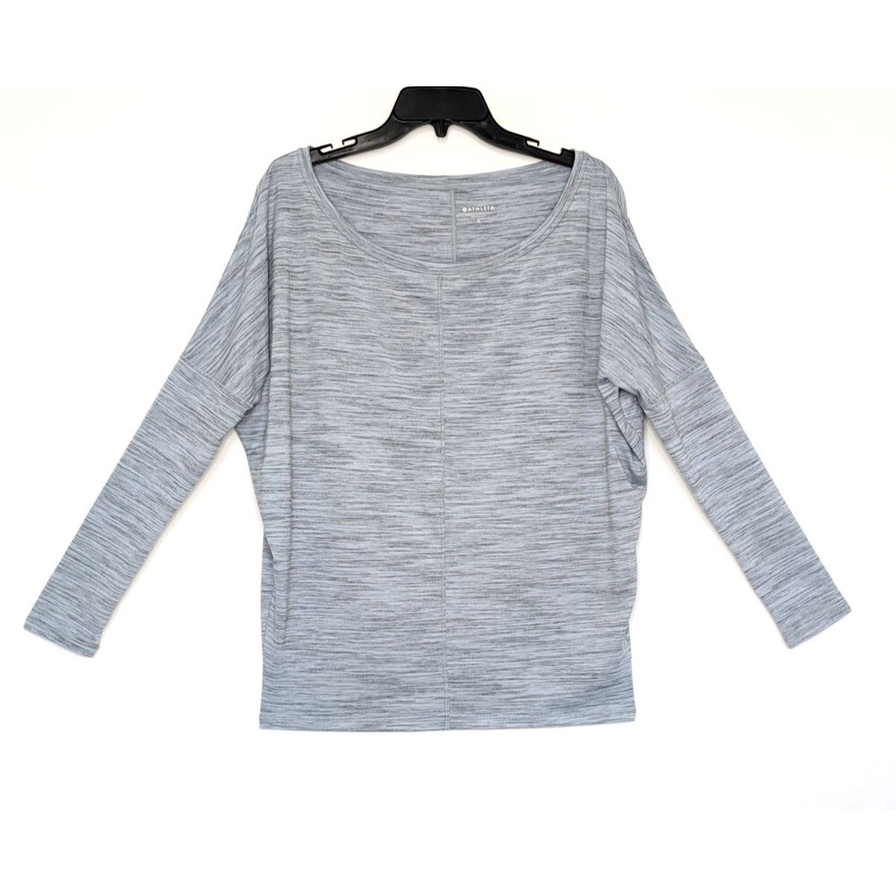 Athleta Womens Small Essence Flow Top Space Dye Dolman Batwing Knit Boat Neck